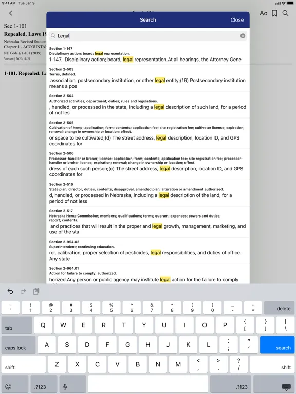 Captures d'écran de Nebraska Revised Statutes iPad 