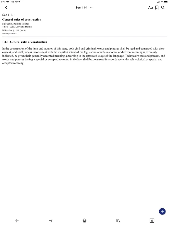 Tangkapan layar New Jersey Revised Statutes iPad 