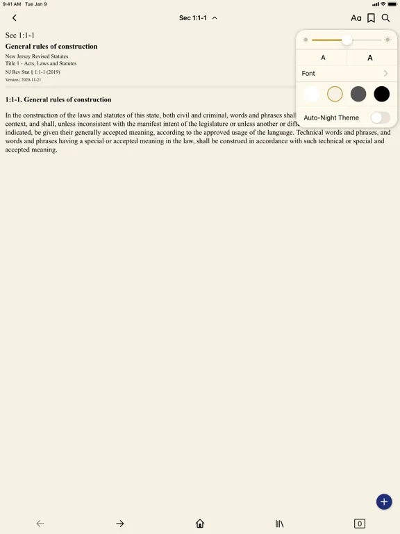 Tangkapan layar New Jersey Revised Statutes iPad 