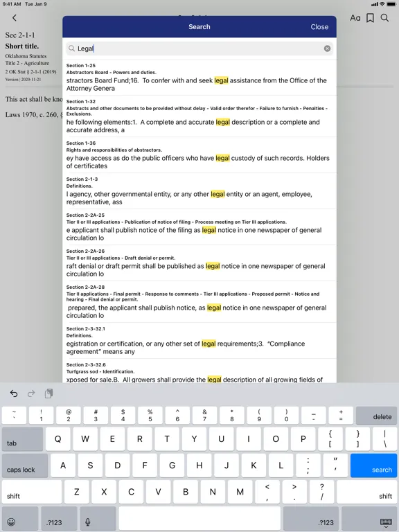 Ảnh chụp màn hình của Oklahoma Statutes by PocketLaw iPad 