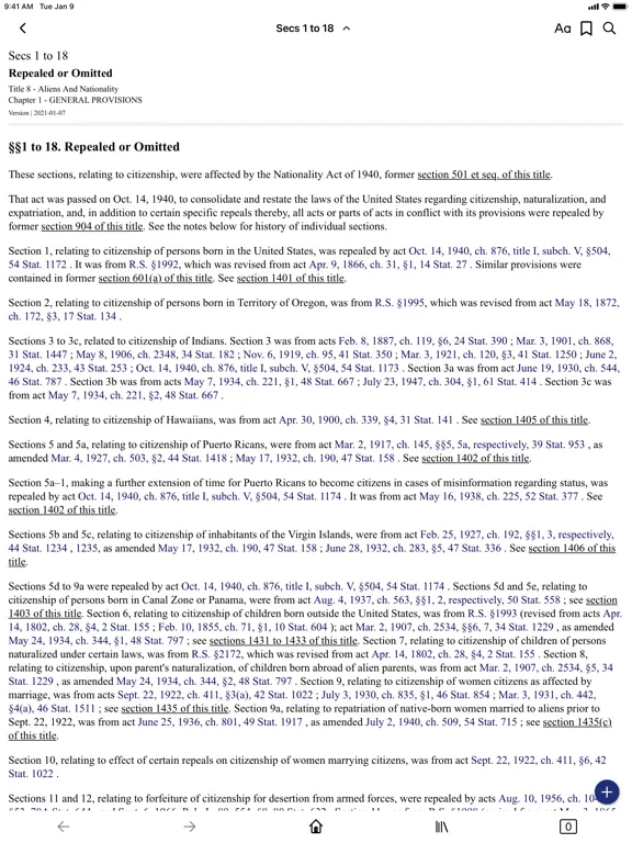 USC 8 - Aliens And Nationality iPad 应用截图