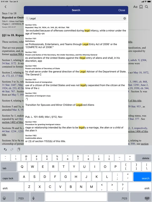 USC 8 - Aliens And Nationality iPad 应用截图