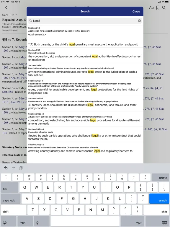 Zrzuty ekranu USC 22 by PocketLaw iPad 