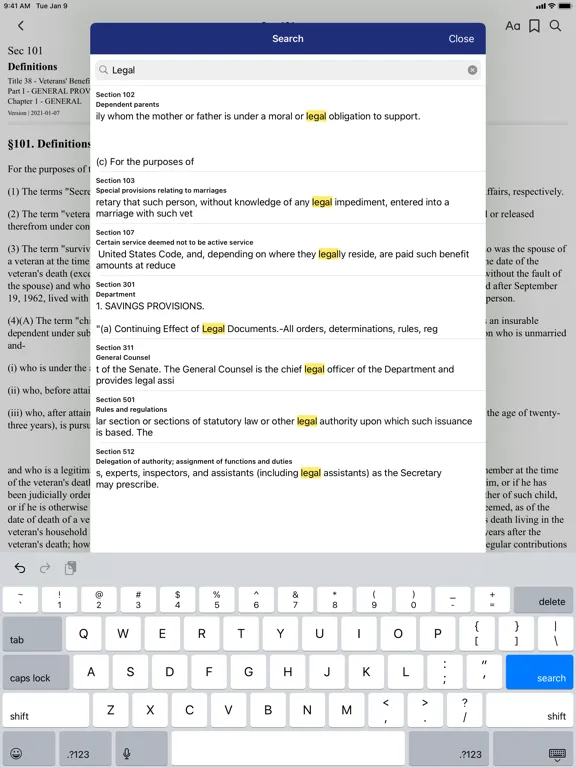 USC 38 - Veterans' Benefits iPad  سکرین شاٹس