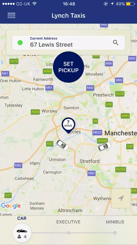Tangkapan layar Lynch Taxis Manchester