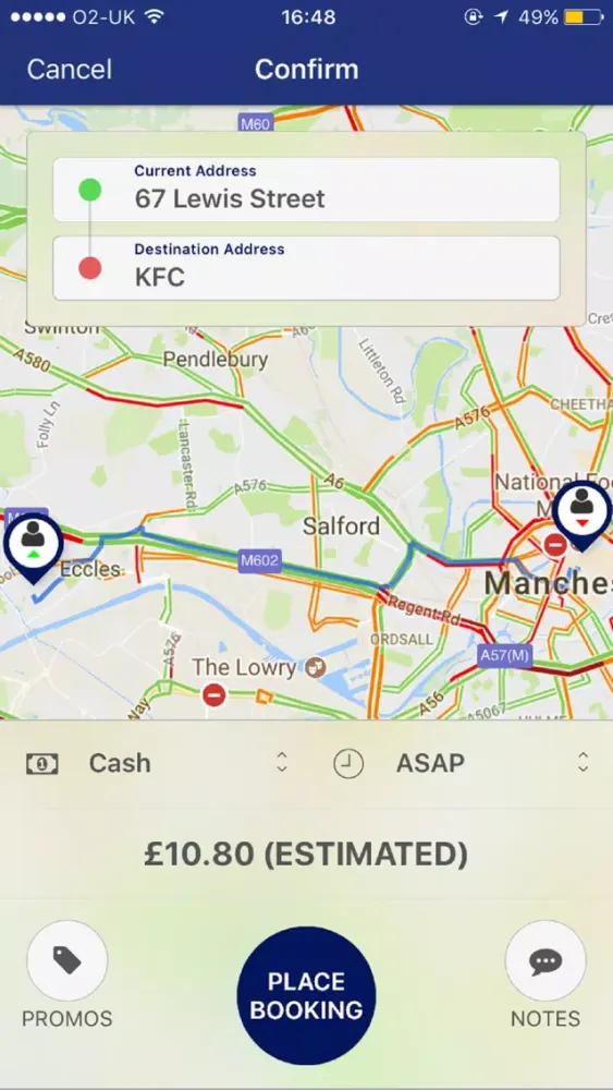 Tangkapan layar Lynch Taxis Manchester
