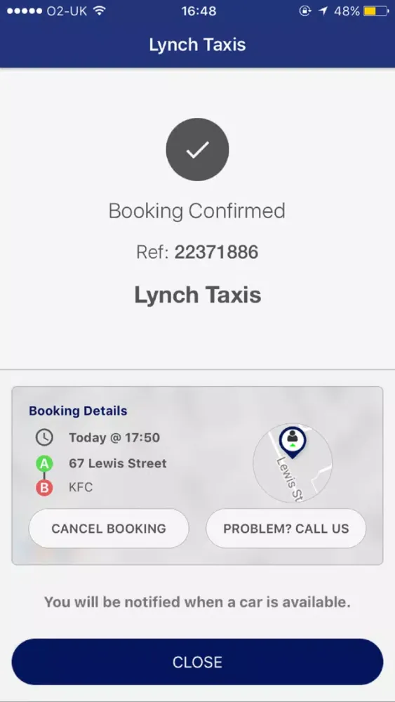 Tangkapan layar Lynch Taxis Manchester
