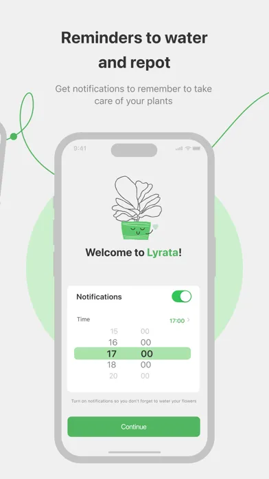 Tangkapan skrin Lyrata — Plant Care Assistant