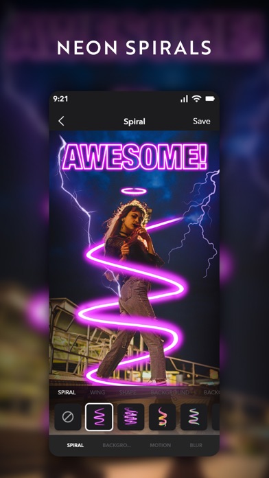 Tangkapan skrin NeonArt: Neon Background Maker