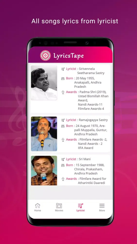 ภาพหน้าจอของ LyricsTape - Telugu Song Lyric