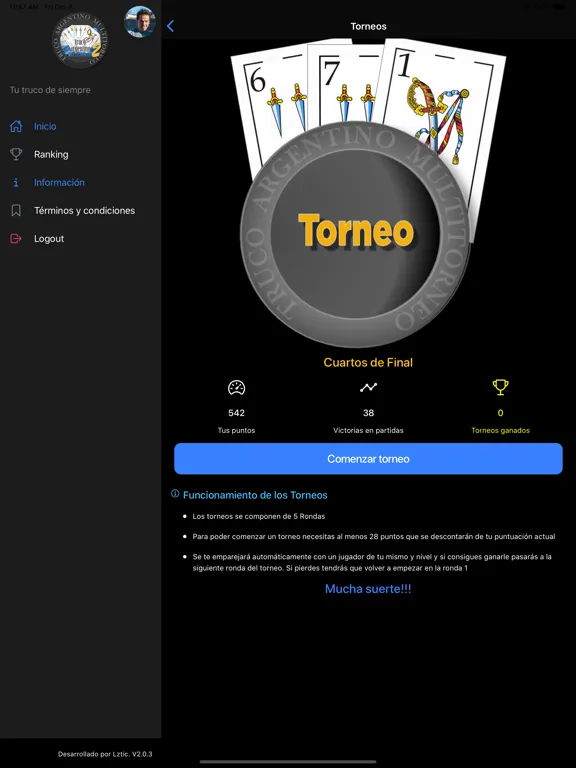 ภาพหน้าจอของ Truco Argentino Multitorneo iPad 