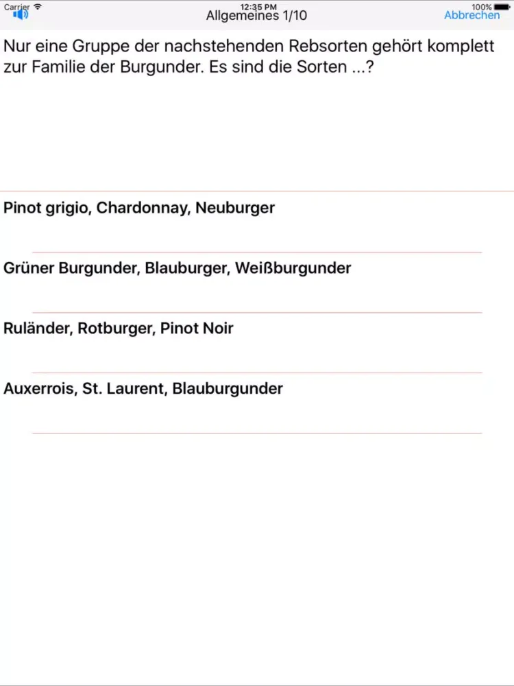 Weinquiz Allgemein iPad 應用截圖