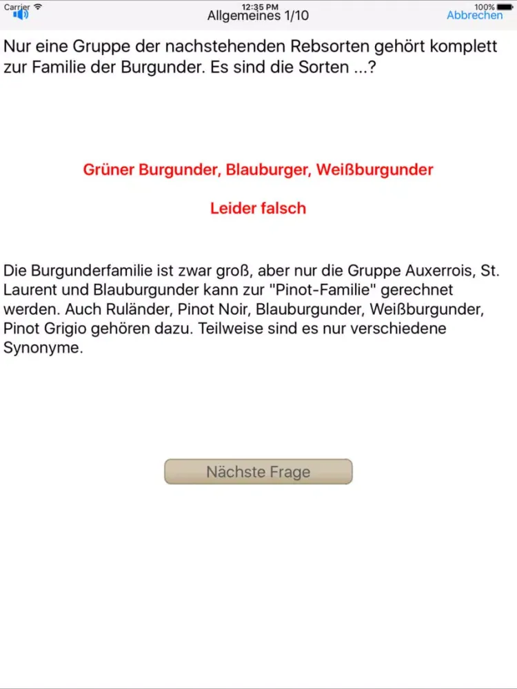 Weinquiz Allgemein iPad 應用截圖