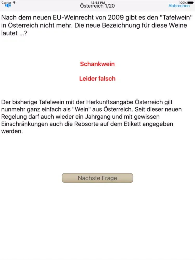 ภาพหน้าจอของ Weinquiz Österreich iPad 