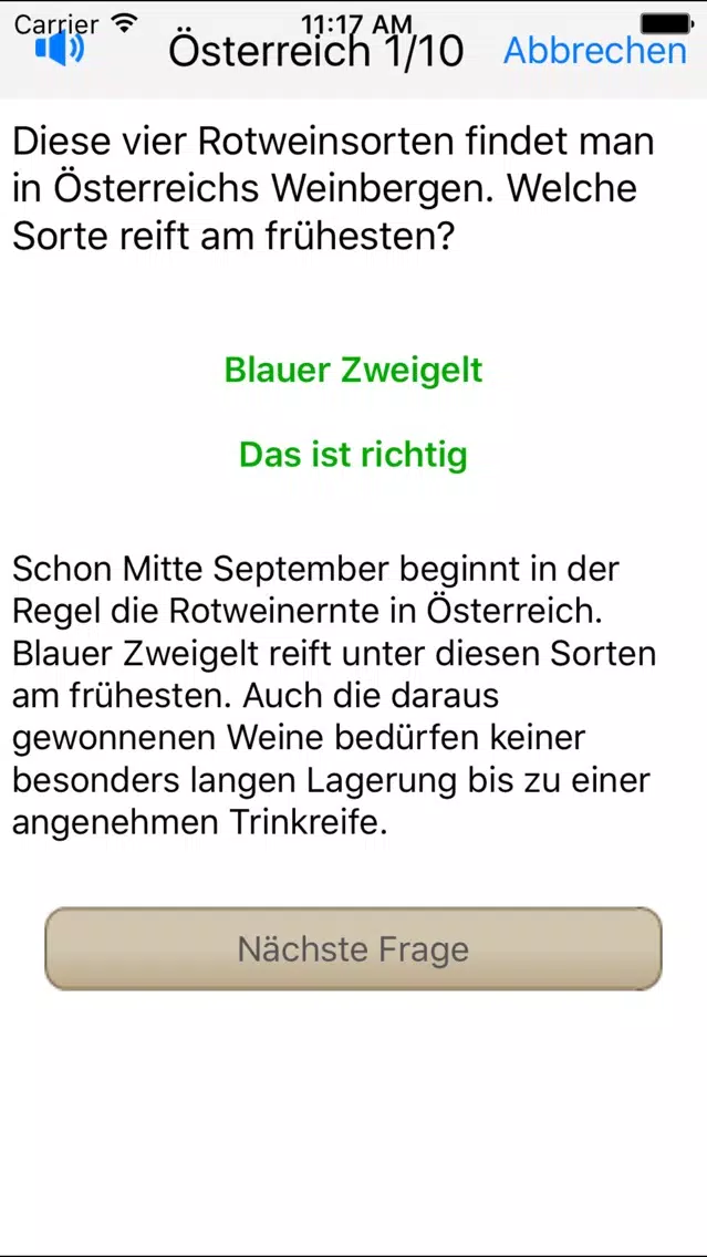 Tangkapan skrin Weinquiz Österreich