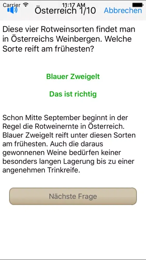 ภาพหน้าจอของ Weinquiz Österreich