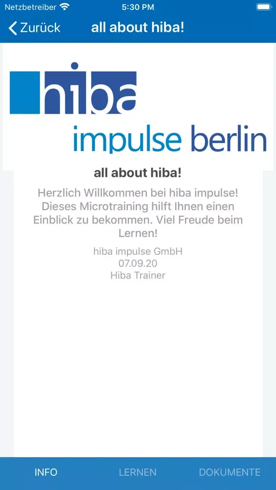 hiba Online-Training Screenshots