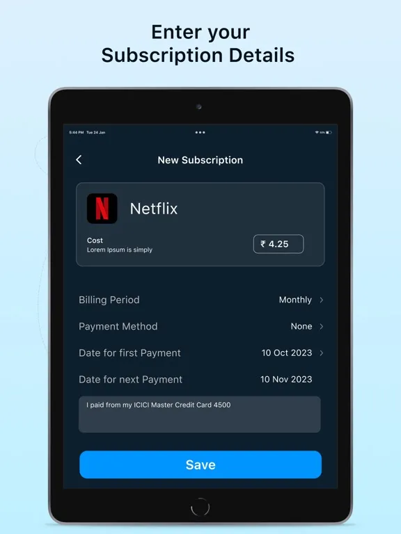 Subscriptions Manager: iManage iPad 应用截图