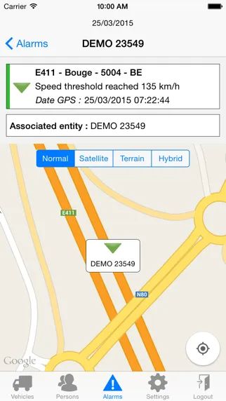 Tangkapan layar Atlas Tracking