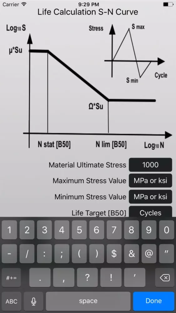 Скриншоты Fatigue Life Calculation S-N Curve