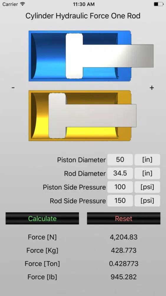 Hydraulic Cylinder Force One Rod Screenshots