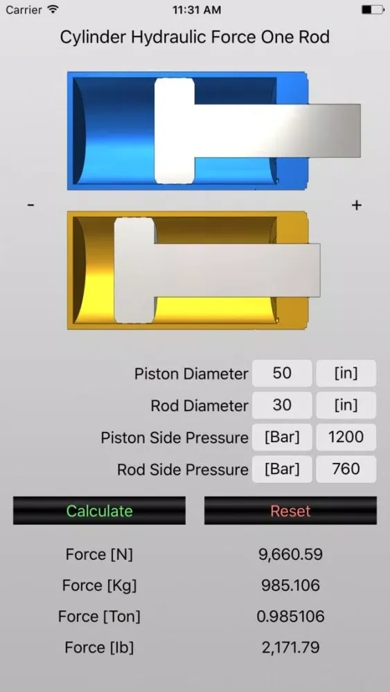 Hydraulic Cylinder Force One Rod Screenshots