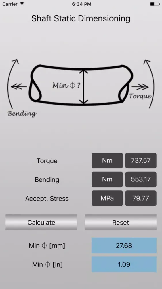 Capturas de pantalla de Shaft Static Dimensioning