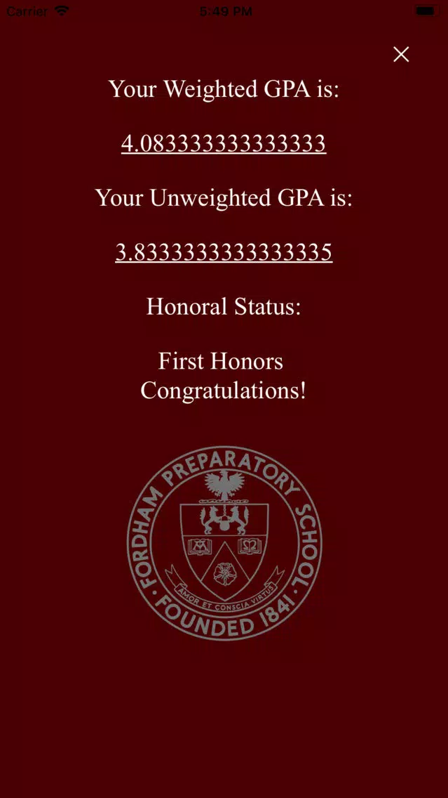 Fordham Prep GPA Calculator应用截图