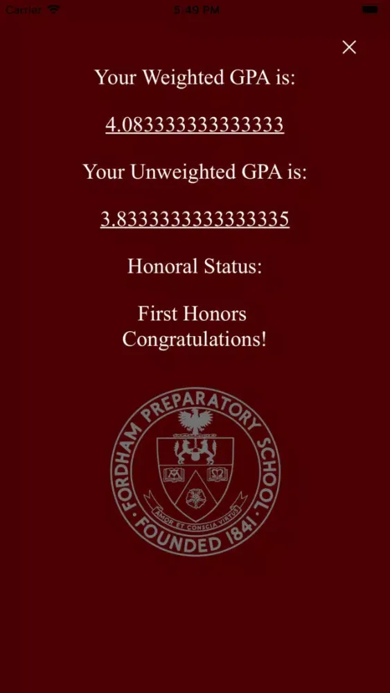 Fordham Prep GPA Calculator应用截图