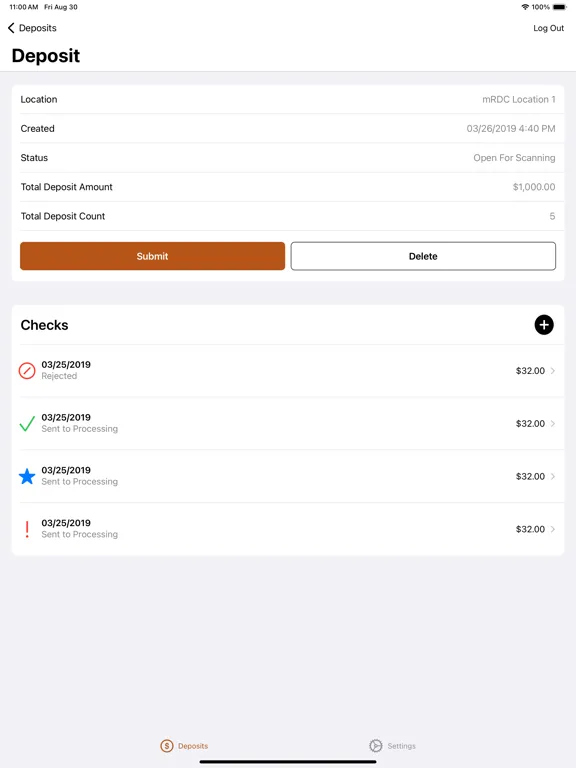 MSB Business Mobile Deposit iPad  Screenshots