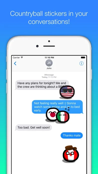 Zrzuty ekranu Countryball stickers for iMessage