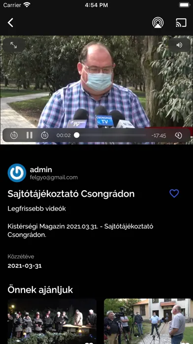 Capturas de tela do Kistérségi TV