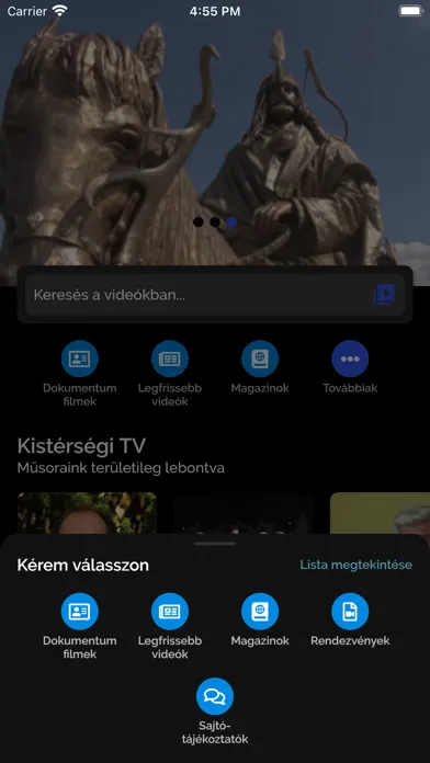 Capturas de tela do Kistérségi TV