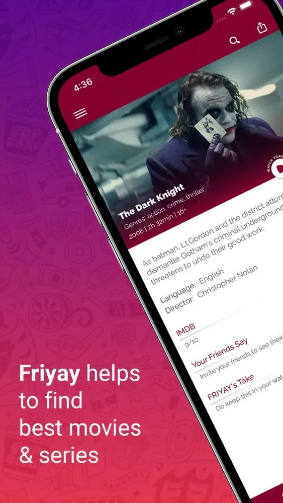 ภาพหน้าจอของ Friyay: Movie Recommendations