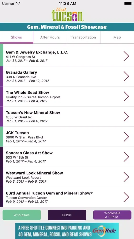 ภาพหน้าจอของ Official Tucson Gem Show Guide