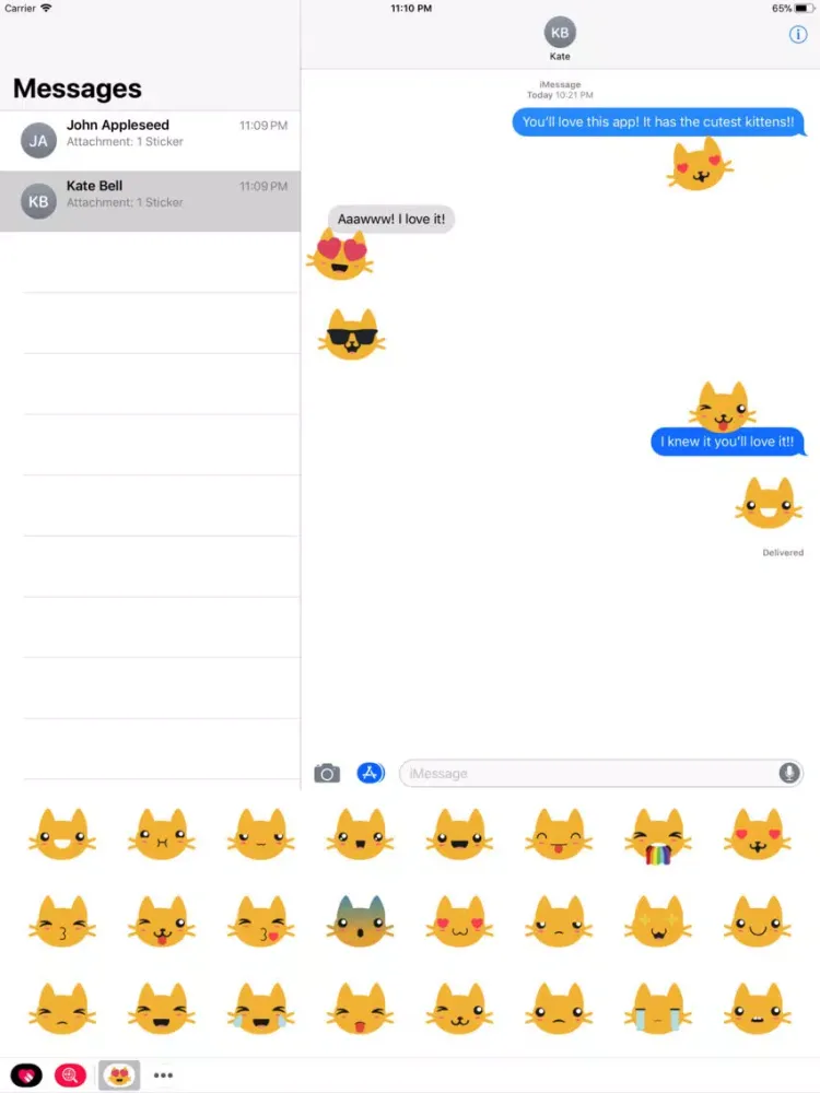 Kitty Emoji Stickers iPad  Screenshots