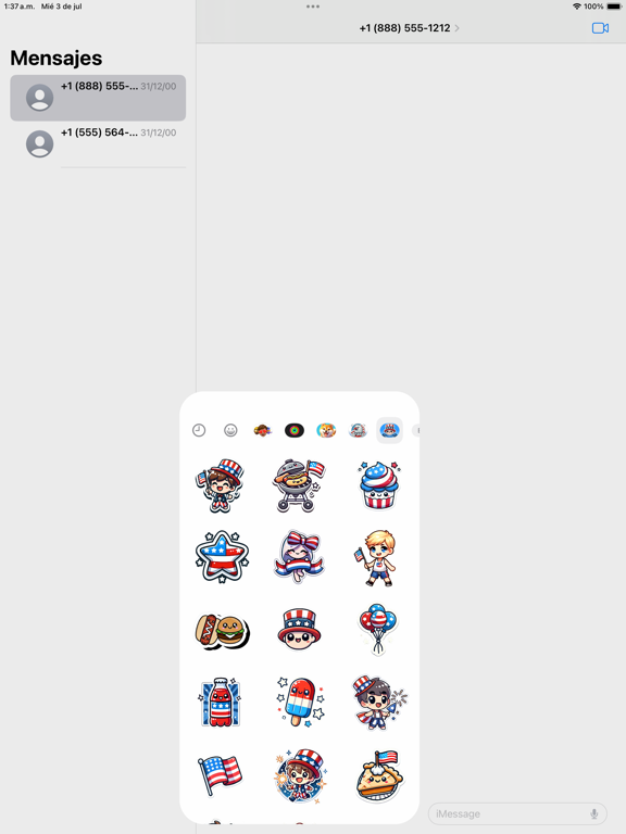 Ảnh chụp màn hình của Cute 4th of July Stickers iPad 