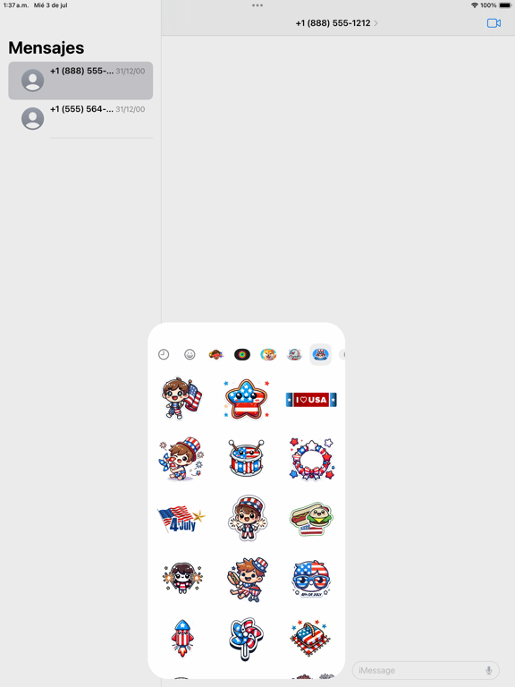Ảnh chụp màn hình của Cute 4th of July Stickers iPad 