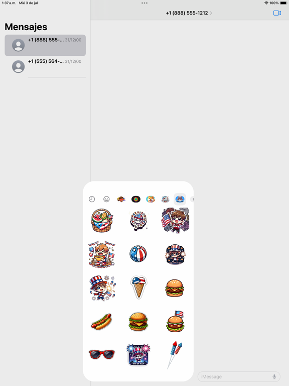 Ảnh chụp màn hình của Cute 4th of July Stickers iPad 