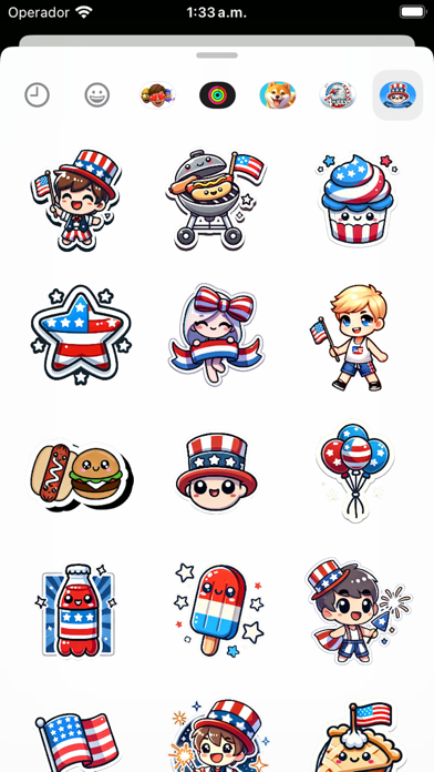 Ảnh chụp màn hình của Cute 4th of July Stickers
