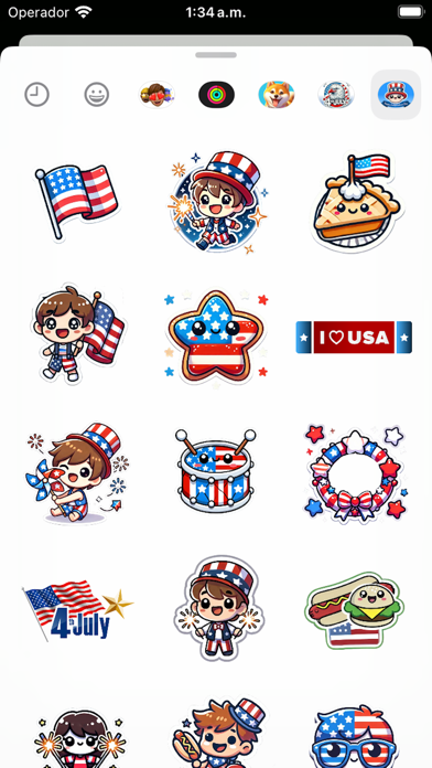 Ảnh chụp màn hình của Cute 4th of July Stickers