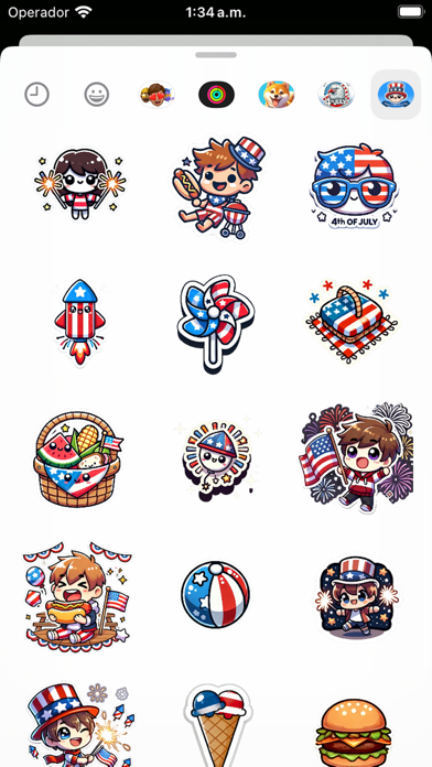 Ảnh chụp màn hình của Cute 4th of July Stickers
