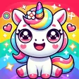 Happy Rainbow Unicorn Stickers