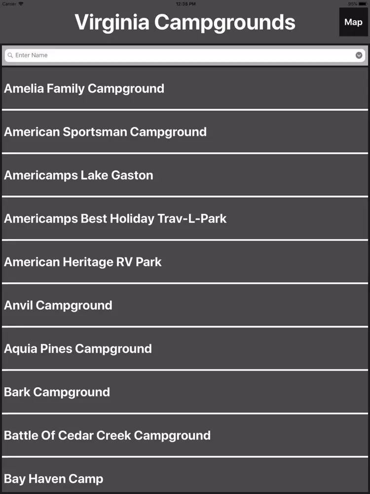 ภาพหน้าจอของ Virginia Camping Spots iPad 