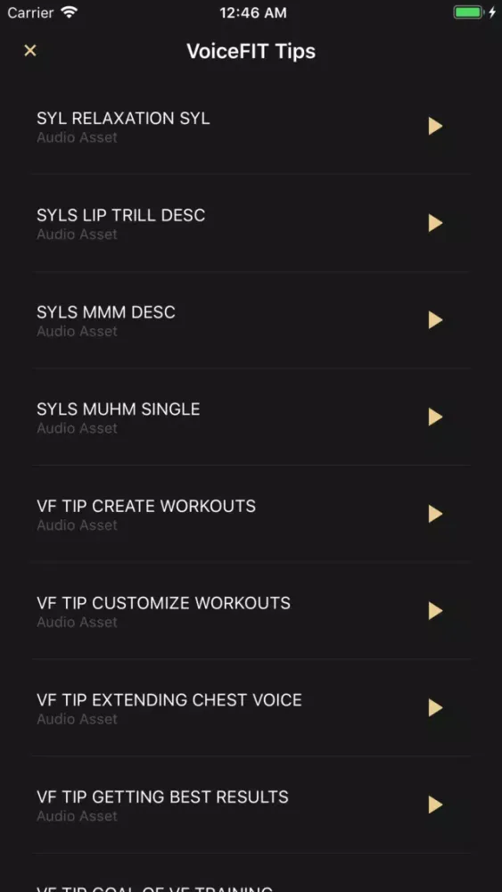 Capturas de tela do VoiceFIT Creator