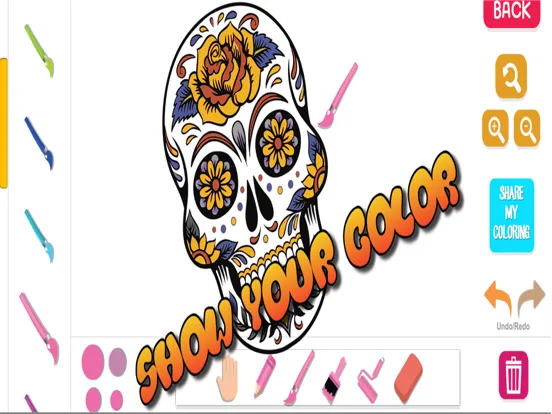 Sugar Skull Coloring Drawing For Coco Day of Dead iPad  Screenshots