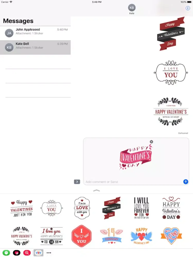 Valentine Day 2019 Stickers iPad 应用截图