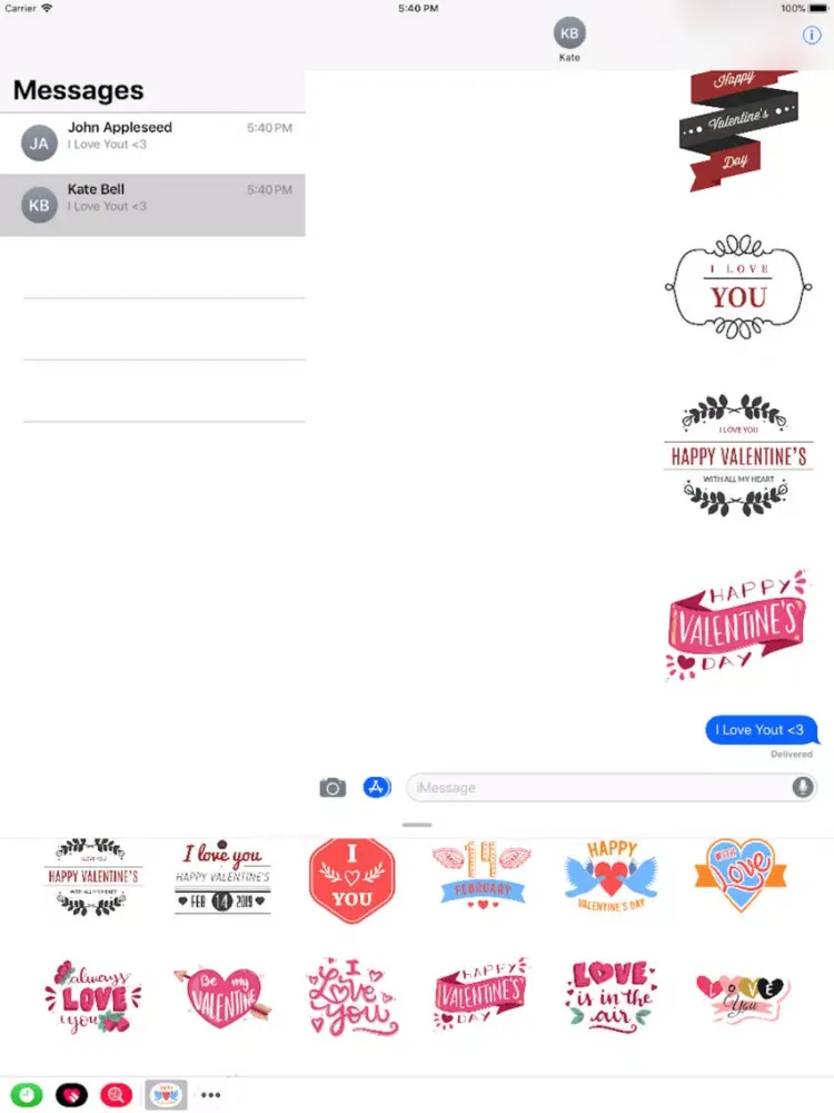 Valentine Day 2019 Stickers iPad 应用截图