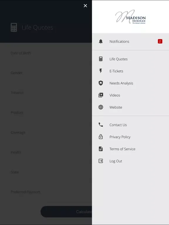 Capturas de tela do Madison Brokerage Advisor iPad 