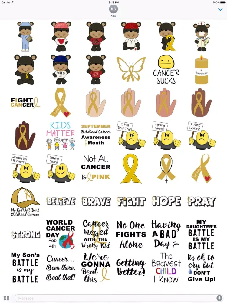 Скриншоты Childhood Cancer Stickers iPad 